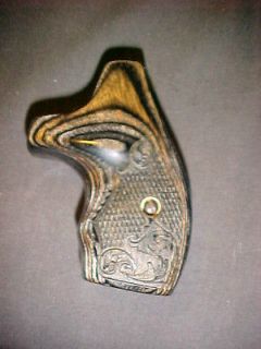 Smith Wesson J Frame Checkered Blackwood Combat Boot Gun Grips 
