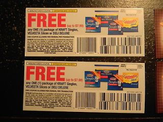 Free product coupons Lot of 2 Kraft or Velveeta Cheese Singles 16.00 