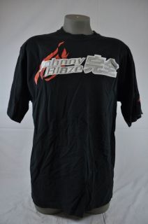 JOHNNY BLAZE BLACK SILVER STITCHED ASIAN LETTERING FLAME TEE SHIRT 