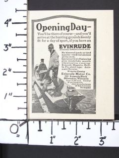 1918 EVINRUDE Outboard Boat Motor magazine Ad Duck Waterfowl Hunting 