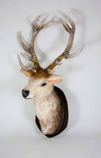 LIFE SIZED WINTER DEER STAG HEAD WALL MOUNT
