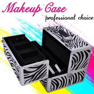   Frame Makeup Train Case Key Lock Beauty Cosmetic Handle Box Strap