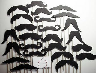 24 Photo Booth Props Mustache on a Stick Party Moustache Wedding Set 