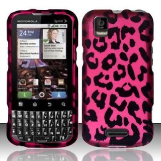For Boost Mobile Motorola XPRT MB612 Hot Pink Leopard Skin Snap on 