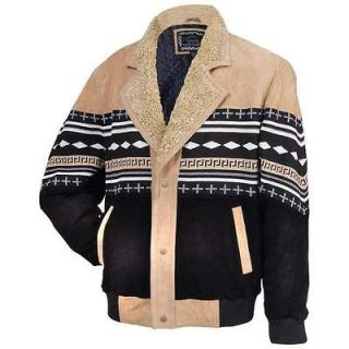 Mens Solid Genuine Suede Leather Jacket Navajo Style