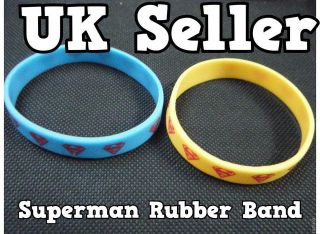   MENS LADIES UNISEX BLUE YELLOW SUPERMAN RUBBER WRIST BRACELET BAND UK