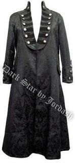   Gothic Pirate Steampunk Black Brocade Long Coat Jacket 10/12 Years M/L