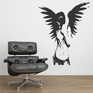 LARGE ANGEL GIRL GOTHIC FAIRY WALL STICKER DECAL ART MURAL DESIGN