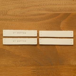 ] e2 Leather Cowhide Label Sewing Tag 4 LABELS 1 Set _AT 