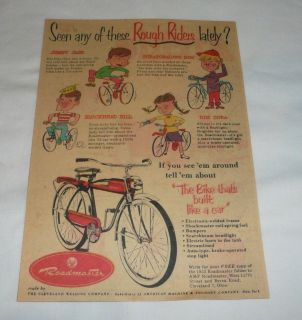 1952 AMF Roadmaster ROUGH RIDERS cartoon bicycle ad page