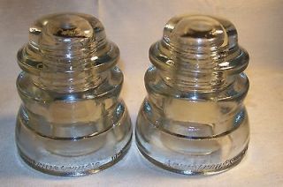 VINTAGE ~ LOT A ~ 2 ARMSTRONGS #DP~1 ~ CLEAR GLASS INSULATORS ~ NICE