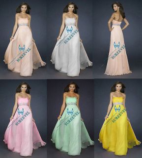   Strapless Long Evening Dress Wedding Bridesmaid Party Dress Prom Gown