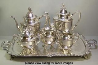   Piece Sheridan Lily of the Valley Silverplate Tea Coffee Set Service
