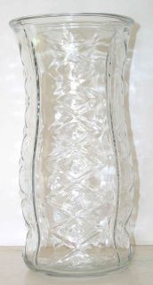 Brody Company Clear Glass Vase with Diamond Pattern 9.5 inches 