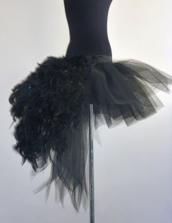 Burlesque Moulin Rouge Tu Tu Skirt Black Swan Bustle Feathers size 6 