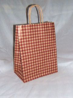 WHOLESALE 250 8X10 BURGUNDY GINGHAM PAPER GIFT SHOPPING BAGS CUBS