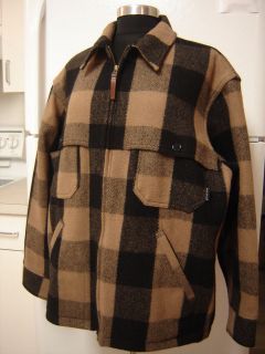   HUNTING CAPE JACKET COAT buffalo check Wool Blend pouch LARGE warm