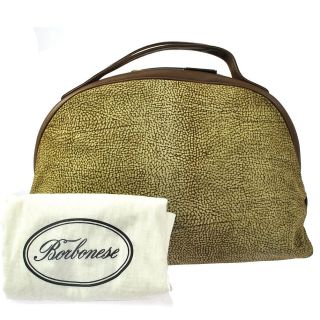 Authentic Borbonese Redwall Hobo Hand Bag Brown Leather Suede Italy 