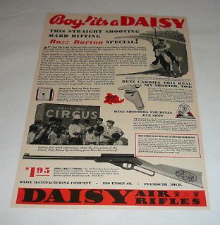 1933 DAISY bb gun ad page ~ BUZZ BARTON Boy Its A Daisy