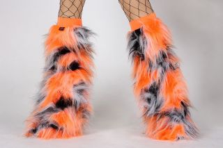 CAMO PRINT MONSTER FUR FUZZY LEGWARMERS FLUFFY FLUFFIES BOOT COVERS 