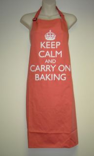 Adults Slogan Apron KEEP CALM AND CARRY ON BAKING Red, Royal or 