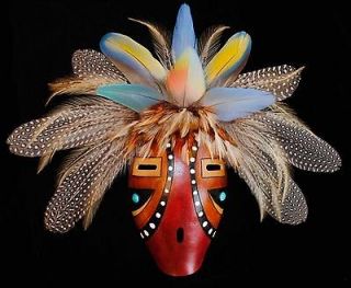 Gourd Mask, Mixed Media w/ feathers by D.R. Nance, Lumbee Nation, 9.5 