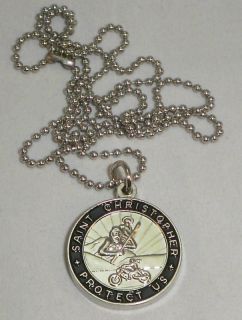 St Christopher Rides Harley Bikers Saint Medal Necklace