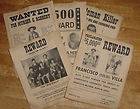 Set of 5 Old West Wanted Posters Outlaw Western Wild Bunch Jesse James 