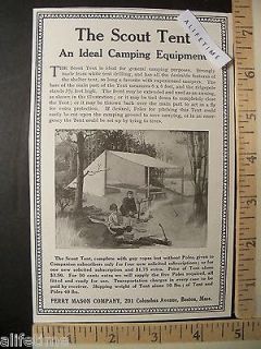 1914 Paper Ad Ideal Camping Equipment Scout Tent Two Boys Campfire