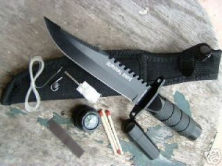   Camping Fishing Bowie rambo usmc army style knife w kit gear tools BLK
