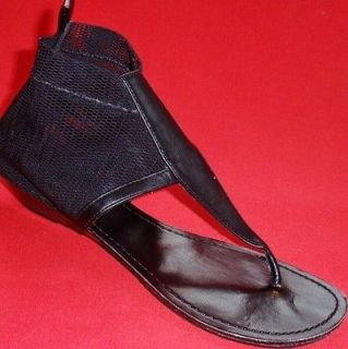 NEW Womens CANDIES ZOLIN Black Mesh Fashion Ankle Sandals Thongs 