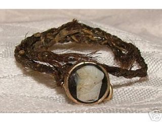 Victorian GOLD Mourning HAIR RING Scarab Cameo L@@K