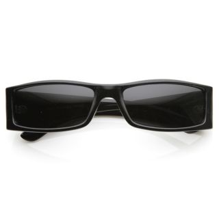 Fashion Slim Rectangular Wrap Around Dark Lens Sunglasses