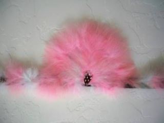 FEATHER HAT BAND PINK / WHITE WITH MEDALLION NEW