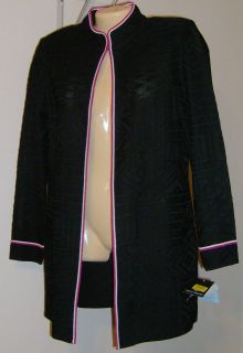 Ming Wang Jacket Medium Black Coral White Trim New with Tags Acrylic 