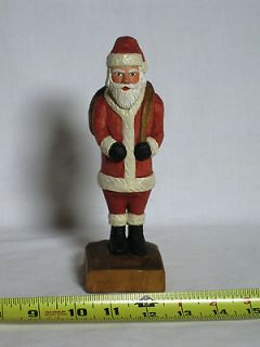 Figurine Santa Folk Art OOAK Carved Basswood Simmering 1988 7.75T 