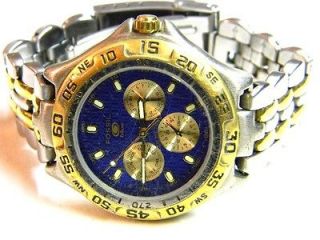 mens fossil calendar day date military time blue face dress watch 