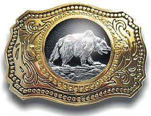 GRIZZLY BEAR BELT BUCKLE ON THE PROWL BIG GAME Made in the USA