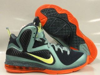 Nike Lebron 9 Cannon Volt Green State Blue Blue Team Orange Sneakers 