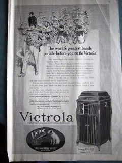 1916 Victor Victrola XVI Phonograph Worlds Greatest Bands Ad