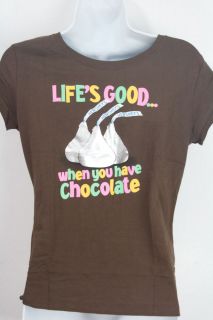 Youth Girls Brown Tee Shirt Lifes Good When You Have Chocolate 