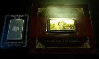 Oz GOLD 1 OZ Silver BARS 999 SHROUD George Washington & Carson City
