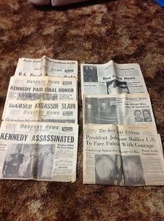 JFK Assassination 6 Newspaper Lot John F. Kennedy Headline 23 26 Nov 