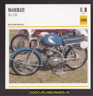 1960 MASERATI 50cc T2SS Italian Bike MOTORCYCLE ATLAS PHOTO CARD