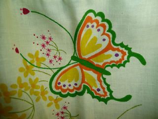   Butterflies Pale Yellow 2 curtain panels and valance 60s 70s