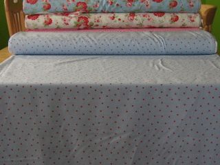 CATH KIDSTON Fabric NEW  Rosali   Blue Spotty  by the Metre, Red 