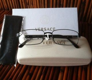 Authentic New Versace EyeGlass Frames Black Silver MOD 1120 1009