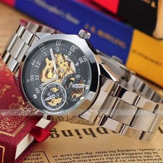   MEN MECHANICAL SKELETON STAINLESS STEEL CASE AUTOMATIC CLASSIC WATCH