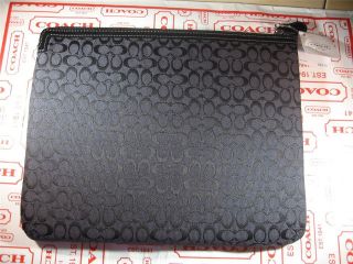 AUTHENTIC COACH I PAD 2 OR 3 PADDED CASE BLACK SIG Cs LEATHER TRIM ZIP 
