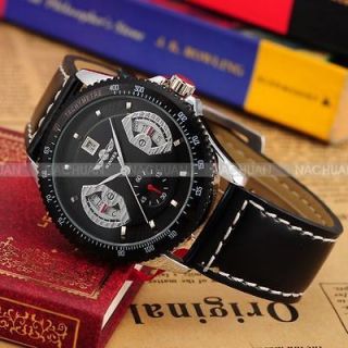   AUTOMATIC MECHANICAL STAINLESS STEEL CASE CLASSIC LEATHER DATE WATCH
